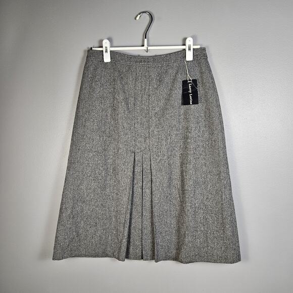 Larry Levine Wool A-Line Skirt Center Pleat Size 13 Vintage Heather Gray - Picture 1 of 5